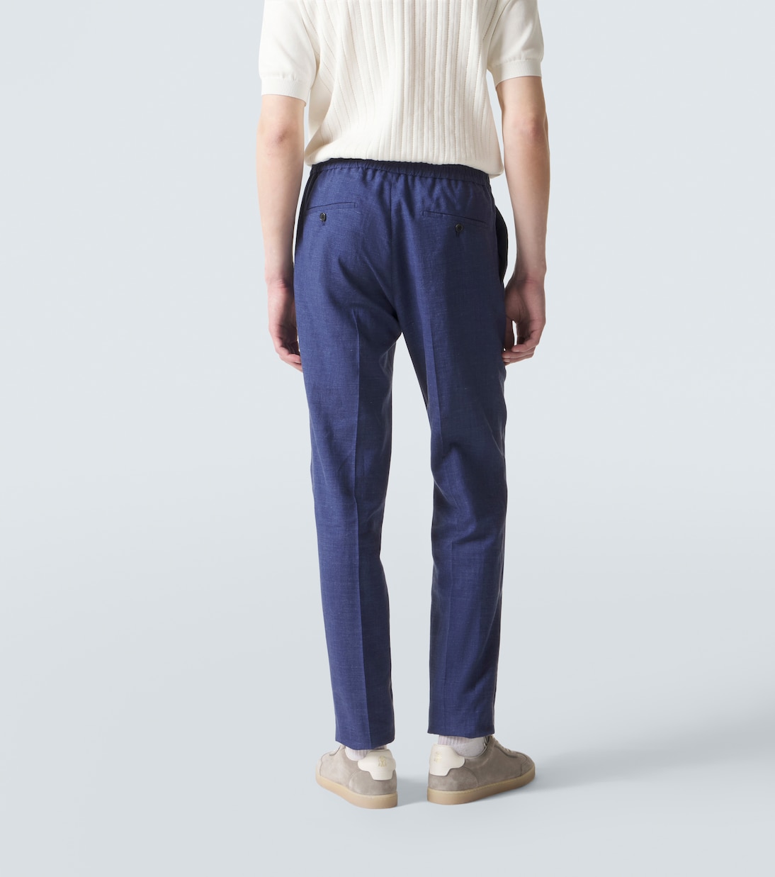 Linen, wool and silk tapered pants | Slowear