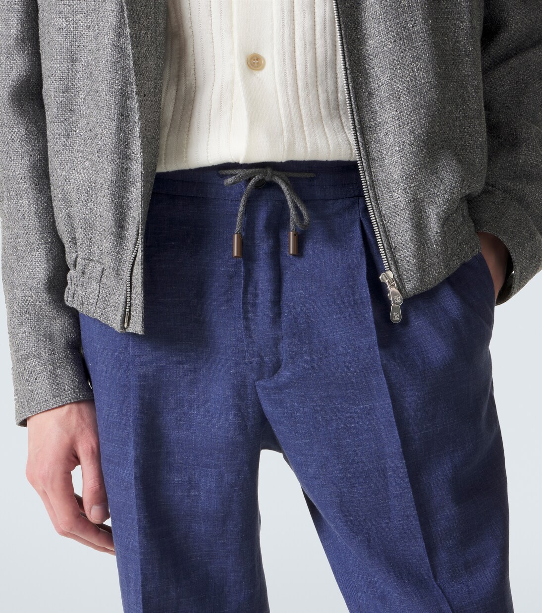 Linen, wool and silk tapered pants | Slowear