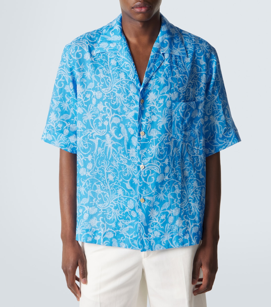 Camicia bowling in lino con stampa | Kiton