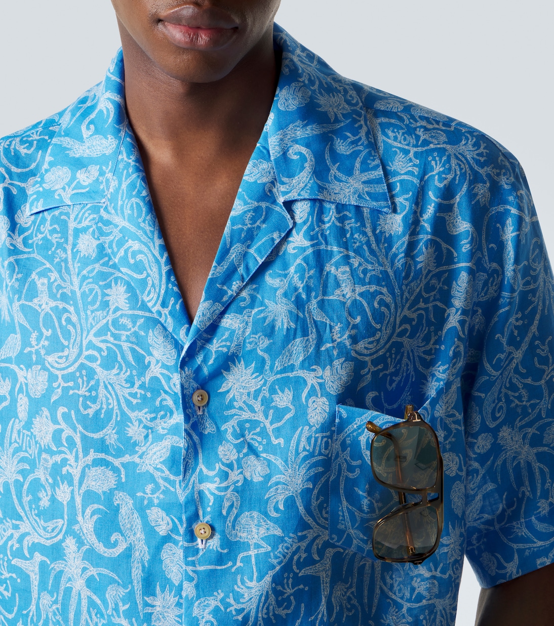Camicia bowling in lino con stampa | Kiton