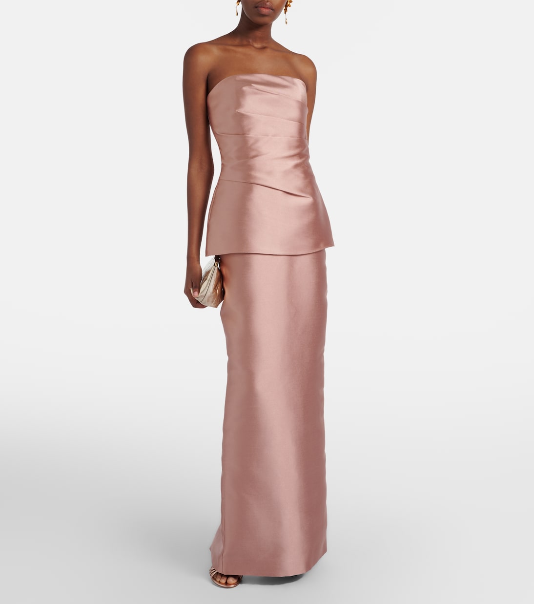 Lucille strapless satin gown | Solace London