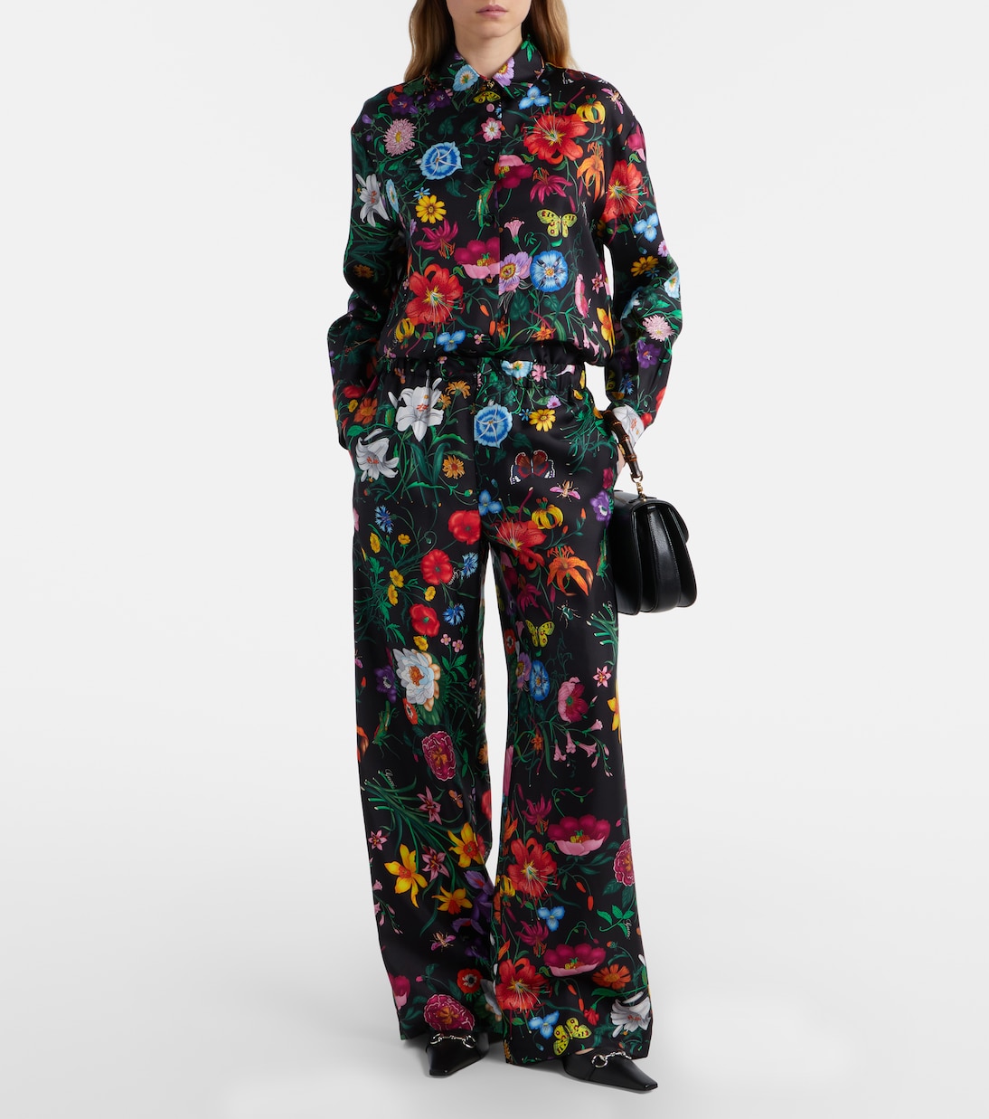 Pantalones anchos de sarga de seda | Gucci