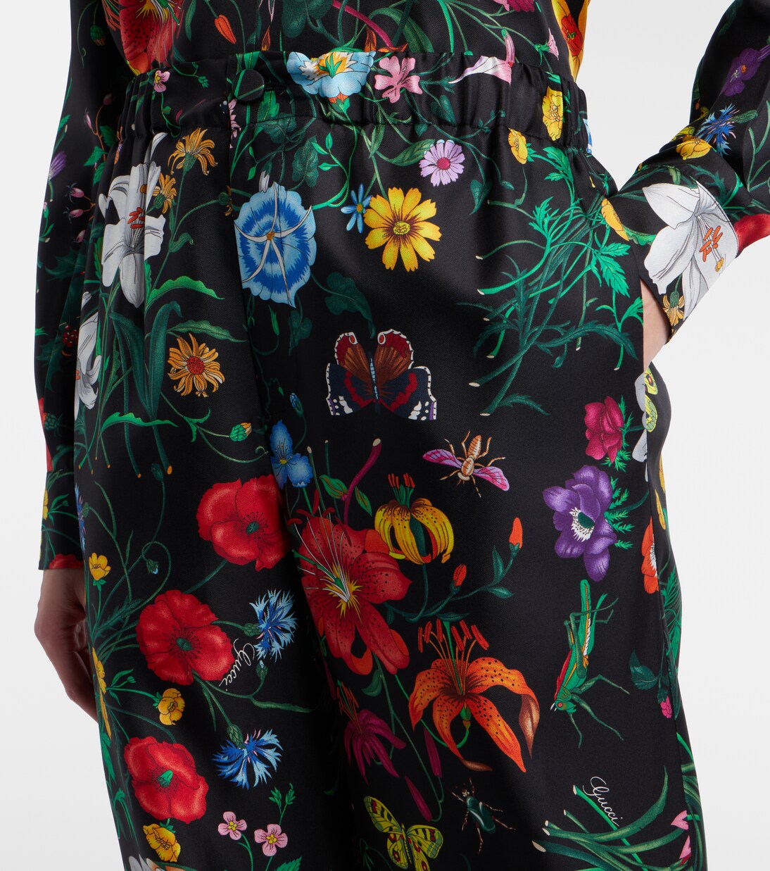 Pantalones anchos de sarga de seda | Gucci