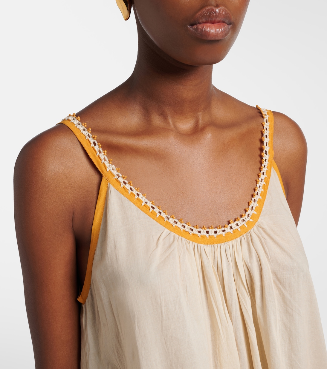 Hilo Stripes beaded floral cotton maxi dress | Farm Rio