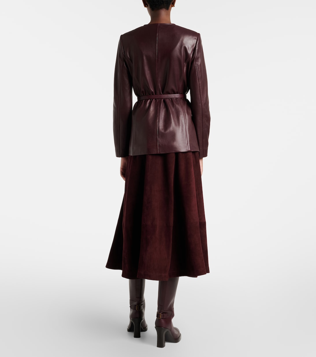 Jupe midi Opera en cuir | Nour Hammour