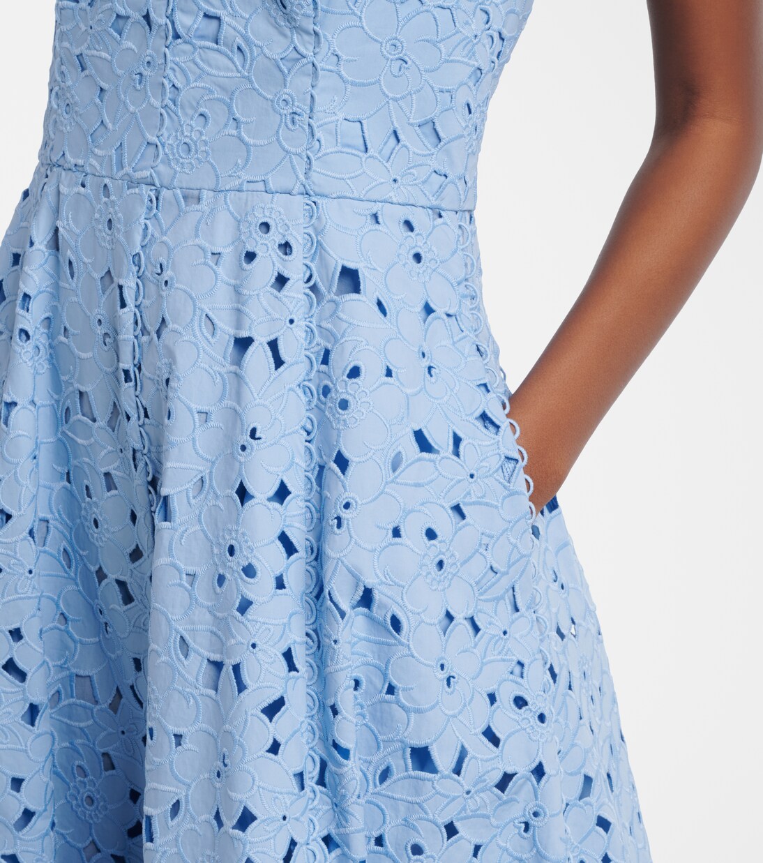 Robe midi Nuvola en coton à broderie anglaise | Rebecca Vallance