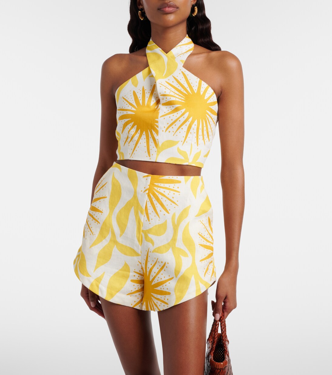 Top court Ivy en lin imprimé  | Cala de la Cruz