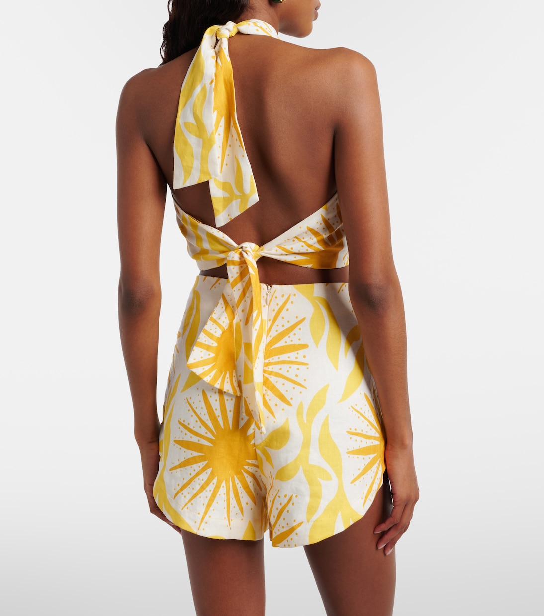 Top court Ivy en lin imprimé  | Cala de la Cruz