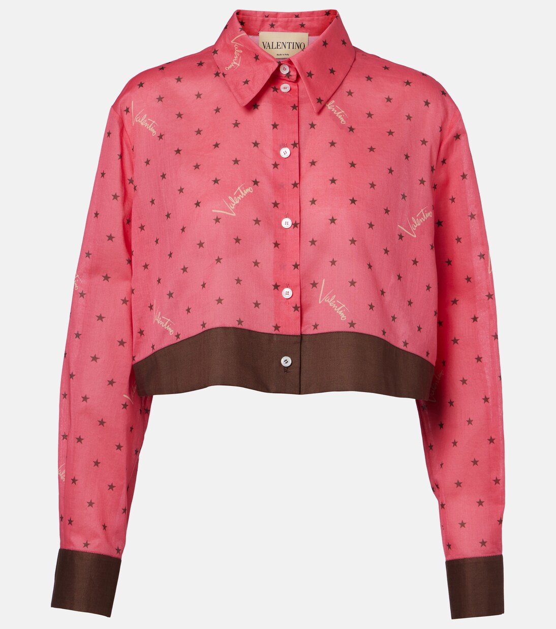 Cropped printed cotton shirt | Valentino