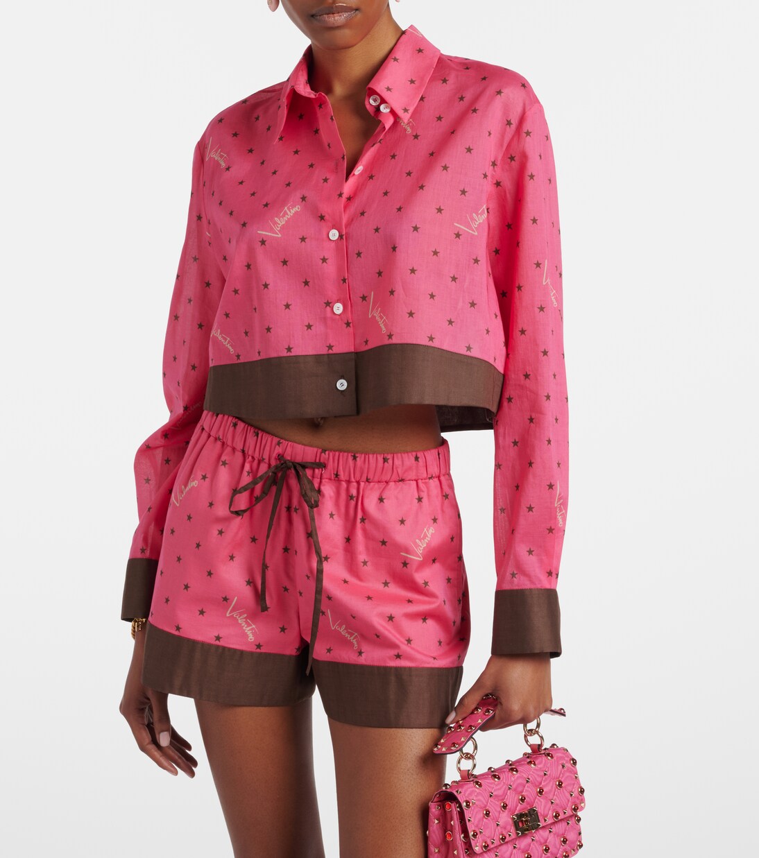Cropped printed cotton shirt | Valentino