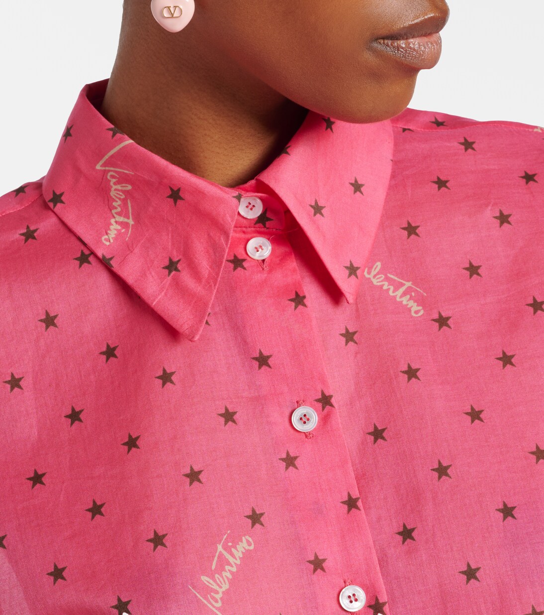 Cropped printed cotton shirt | Valentino