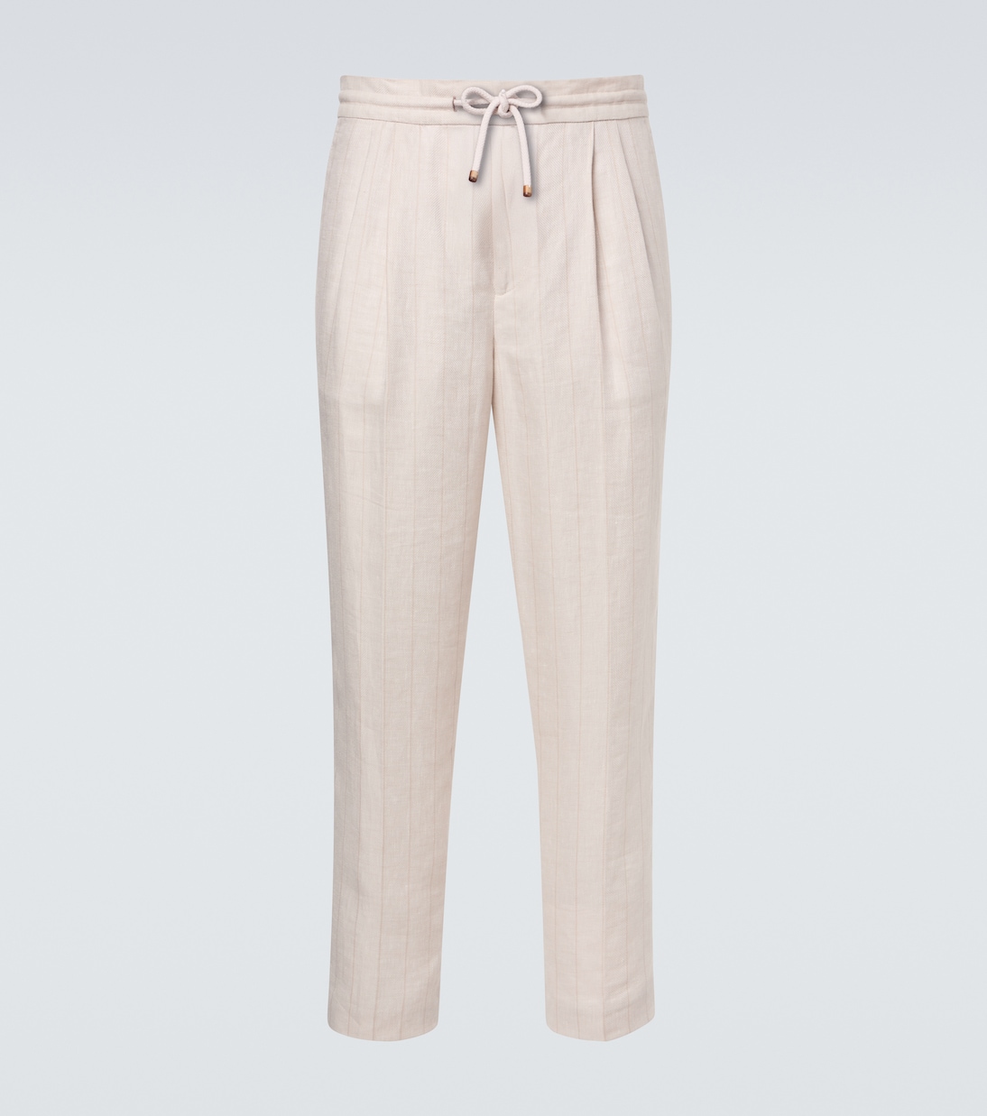 Striped linen and cotton straight pants | Brunello Cucinelli