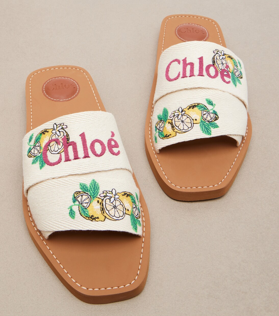 Sandali Woody in lino con ricamo | Chloé