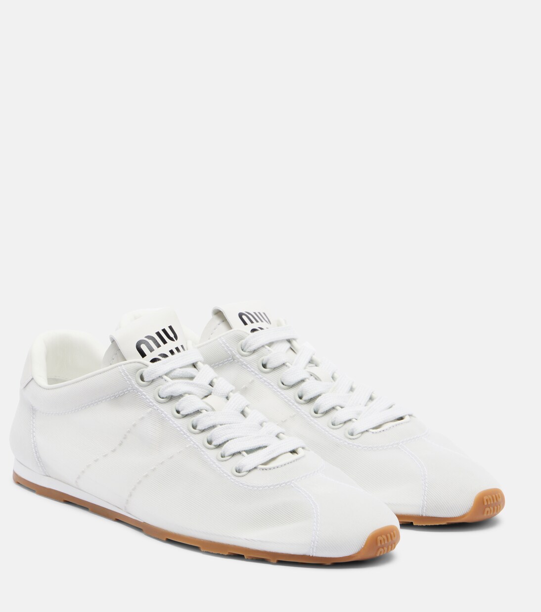 Sneakers Plume mit Lederbesatz | Miu Miu