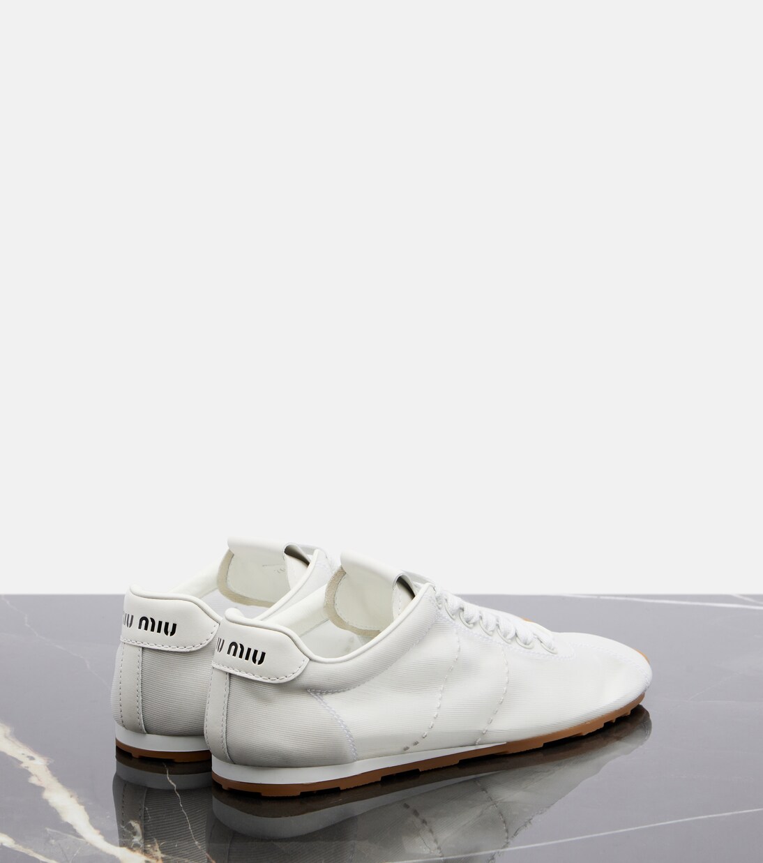 Sneakers Plume mit Lederbesatz | Miu Miu