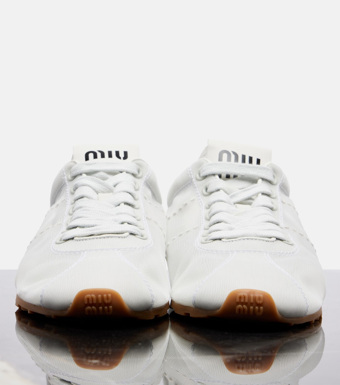Sneakers Plume mit Lederbesatz | Miu Miu