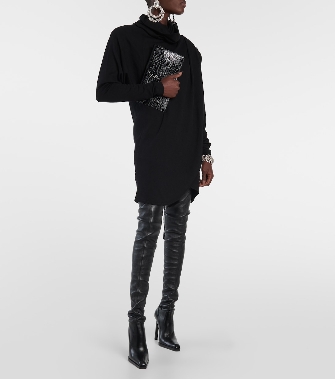 Uptown embossed leather clutch | Saint Laurent