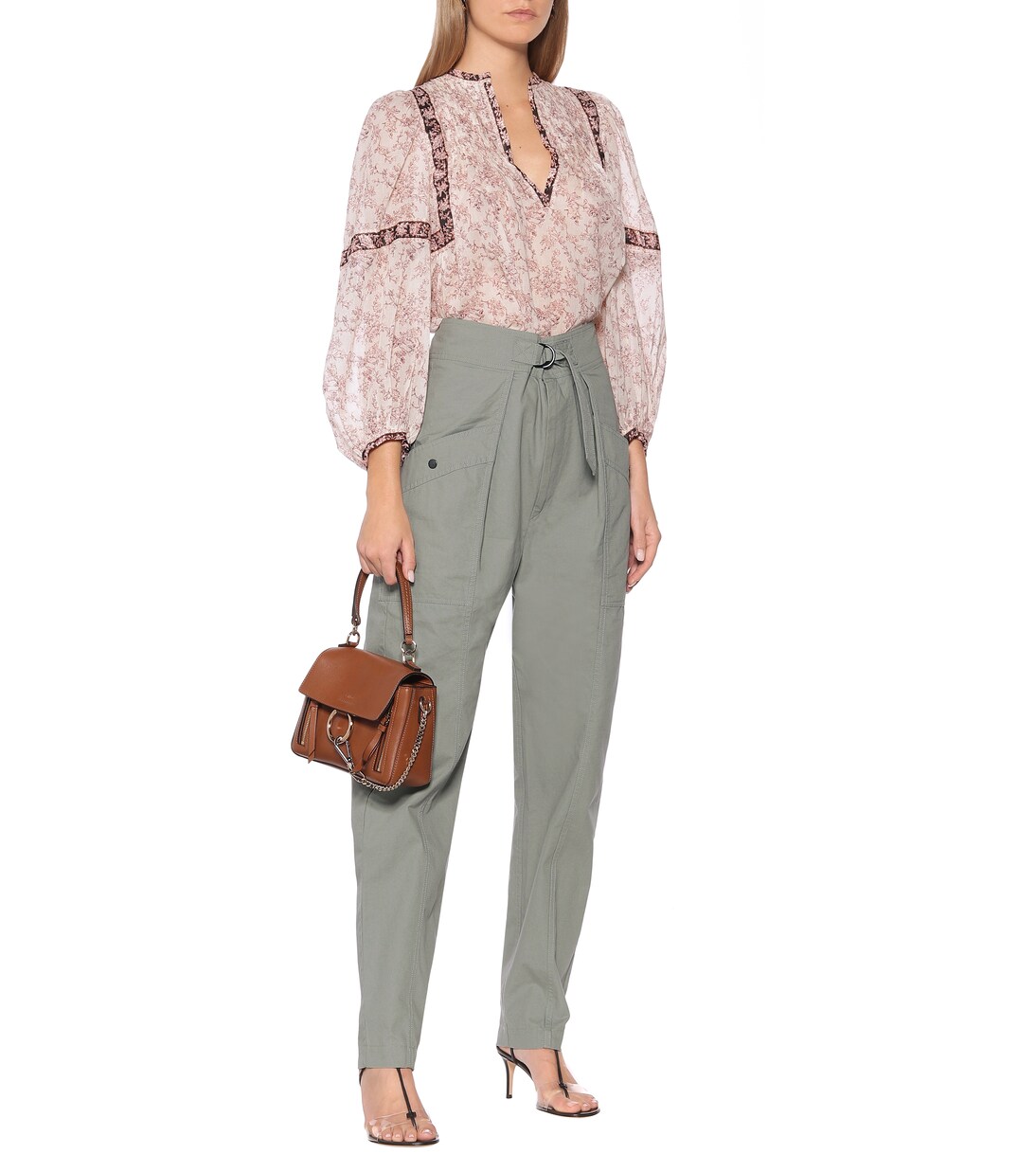 Pantalon paper bag Zilyae à taille haute en coton | Marant Etoile