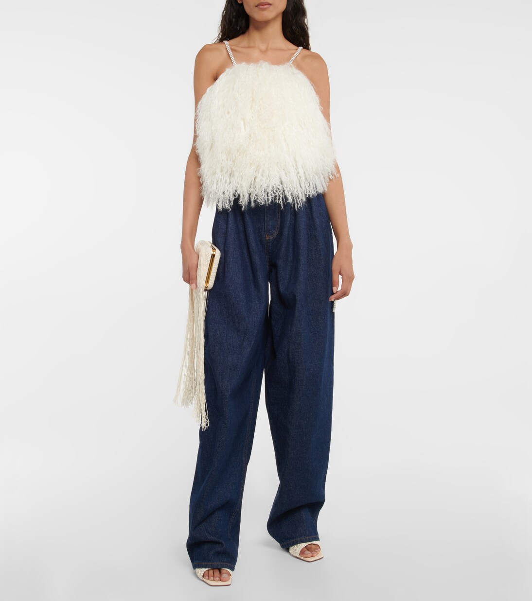 Top aus Shearling mit Kristallen | Magda Butrym