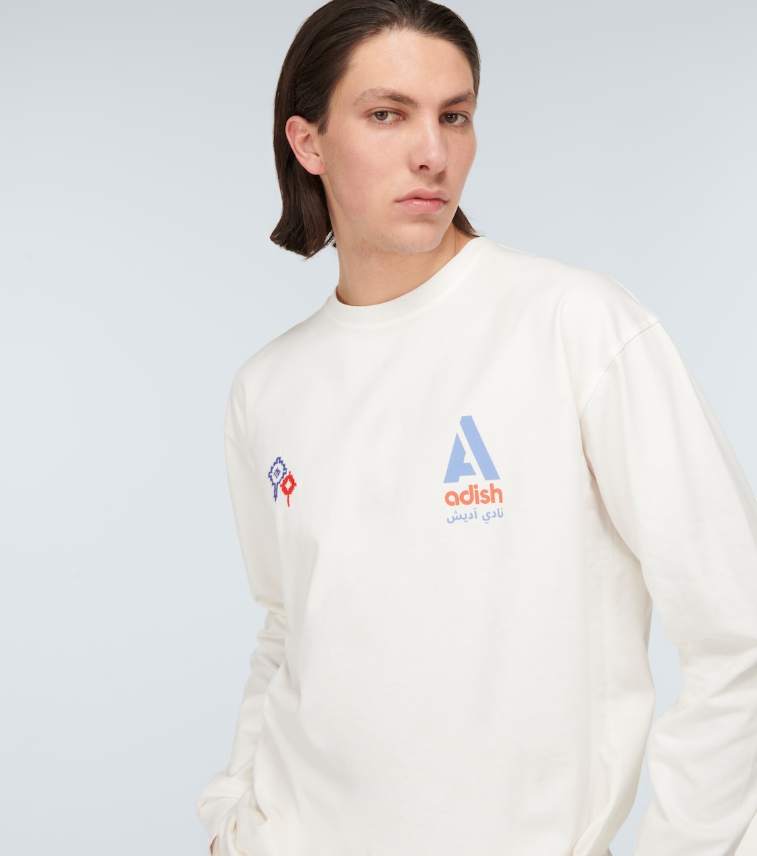 Embroidered and printed cotton top | Adish