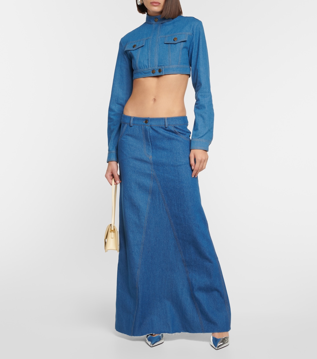Pilla low-rise denim maxi skirt | Aya Muse