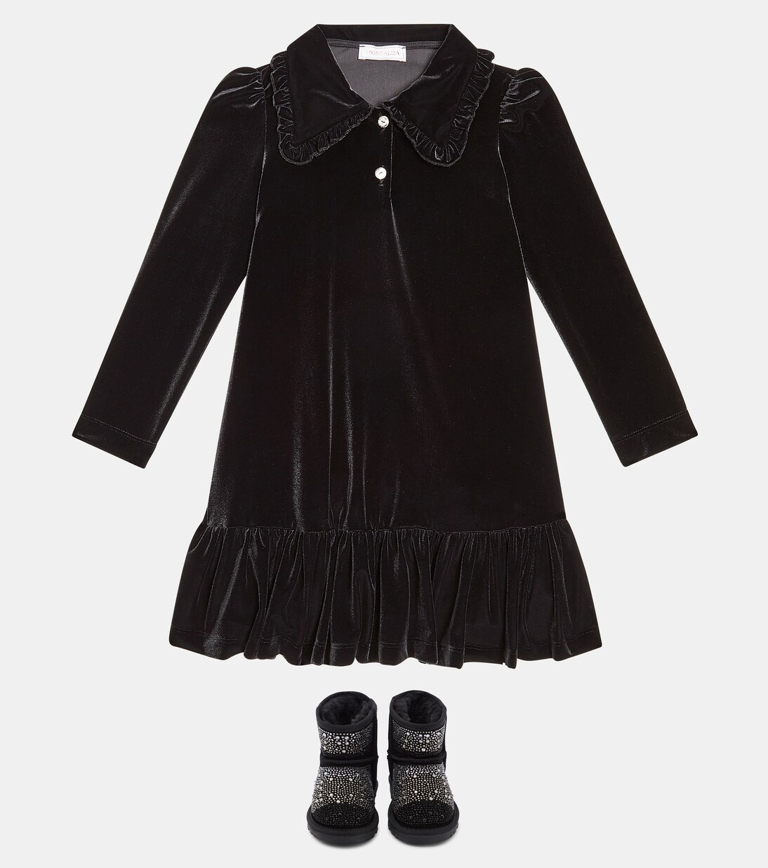 Ruffled velvet dress | Monnalisa