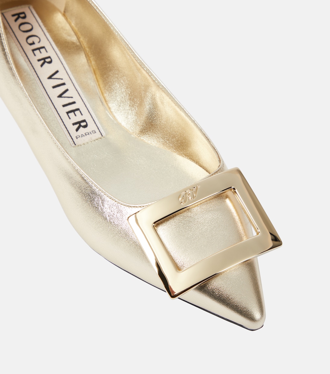 Gommettine metallic leather ballet flats | Roger Vivier