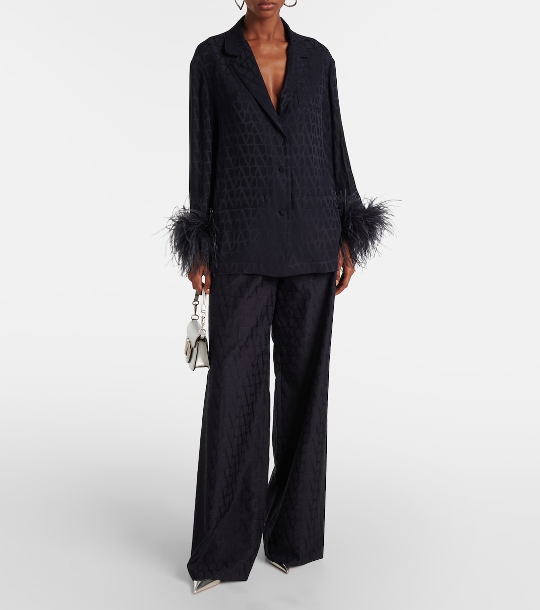 Hemd Toile Iconographe aus Seide mit Federn | Valentino