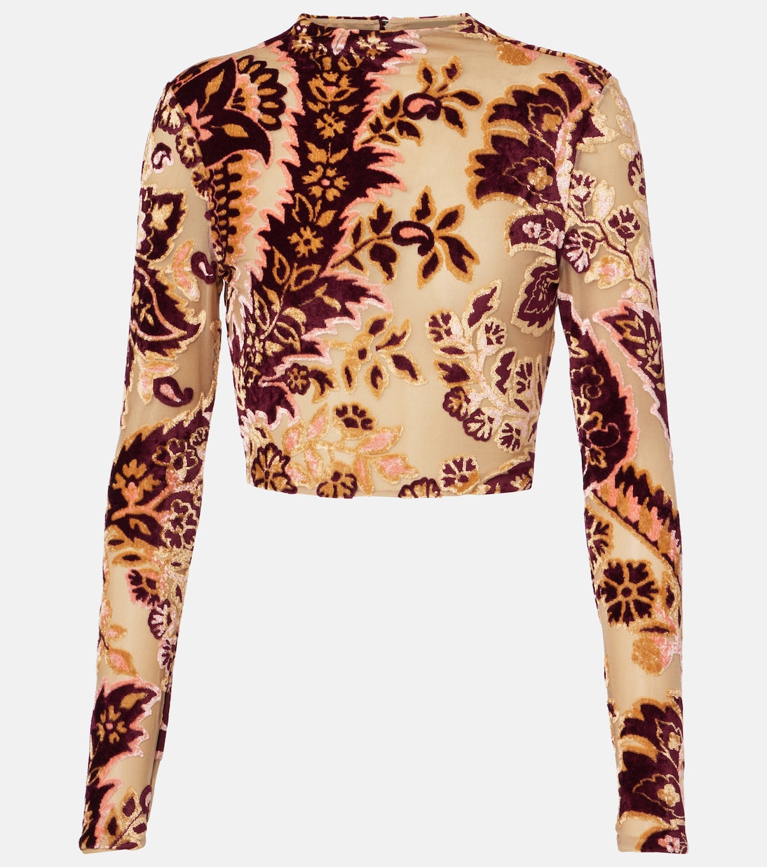 Cropped-Top aus Tüll und Samt | Etro