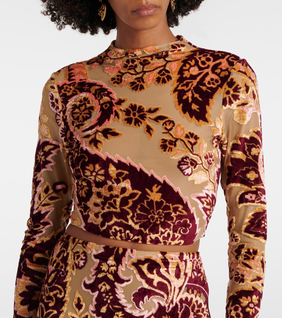 Cropped-Top aus Tüll und Samt | Etro