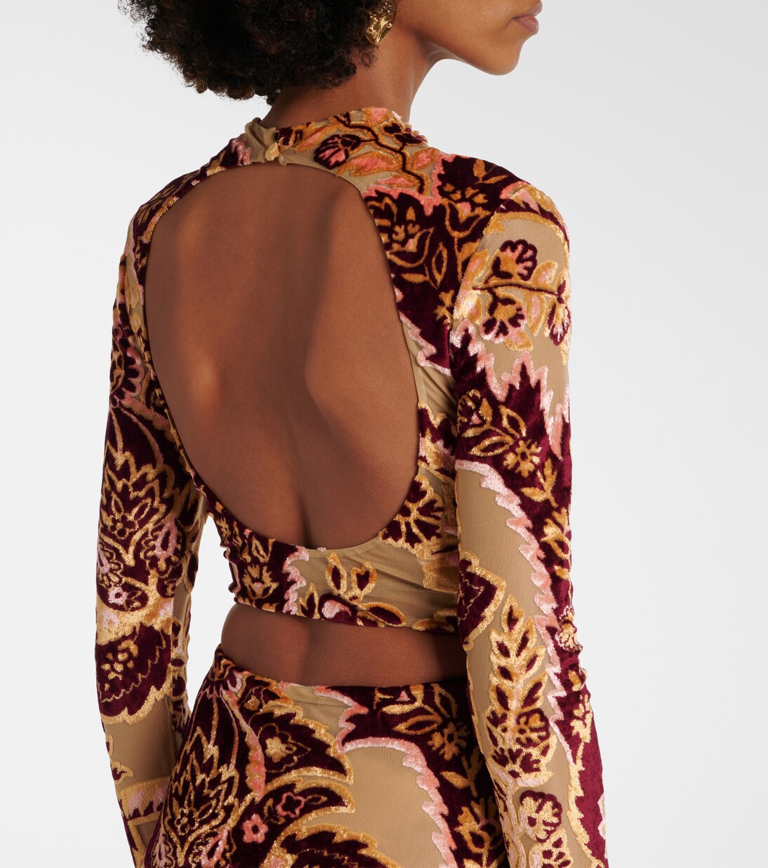 Cropped-Top aus Tüll und Samt | Etro