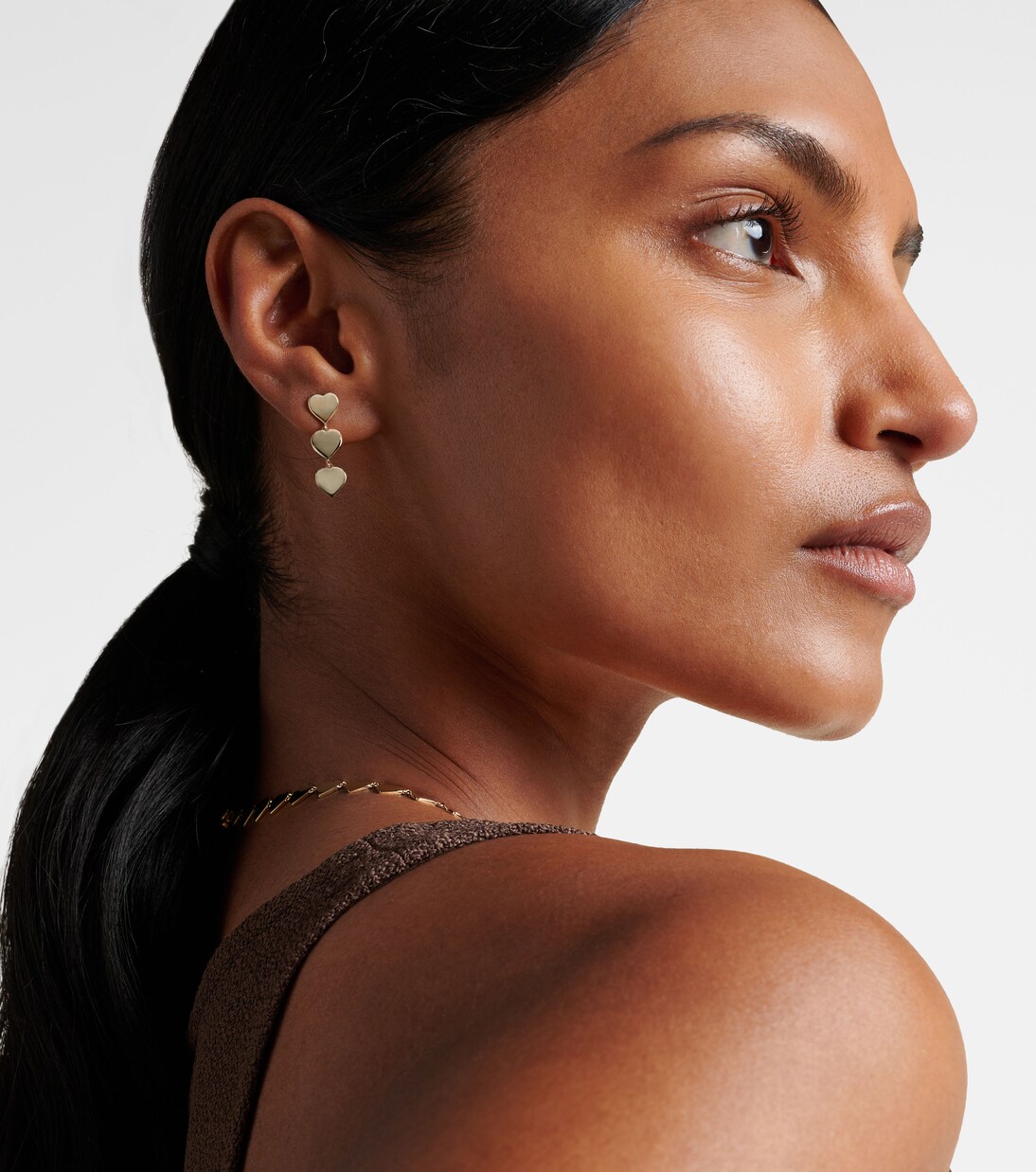 Orecchini Pure Three Heart Linear in oro 14kt  | Sydney Evan