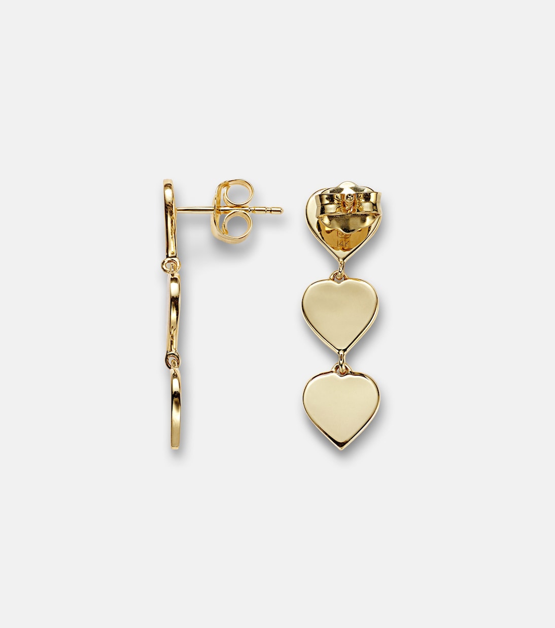 Orecchini Pure Three Heart Linear in oro 14kt  | Sydney Evan