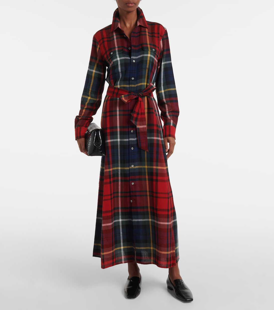 Checked cotton-blend shirt dress | Polo Ralph Lauren