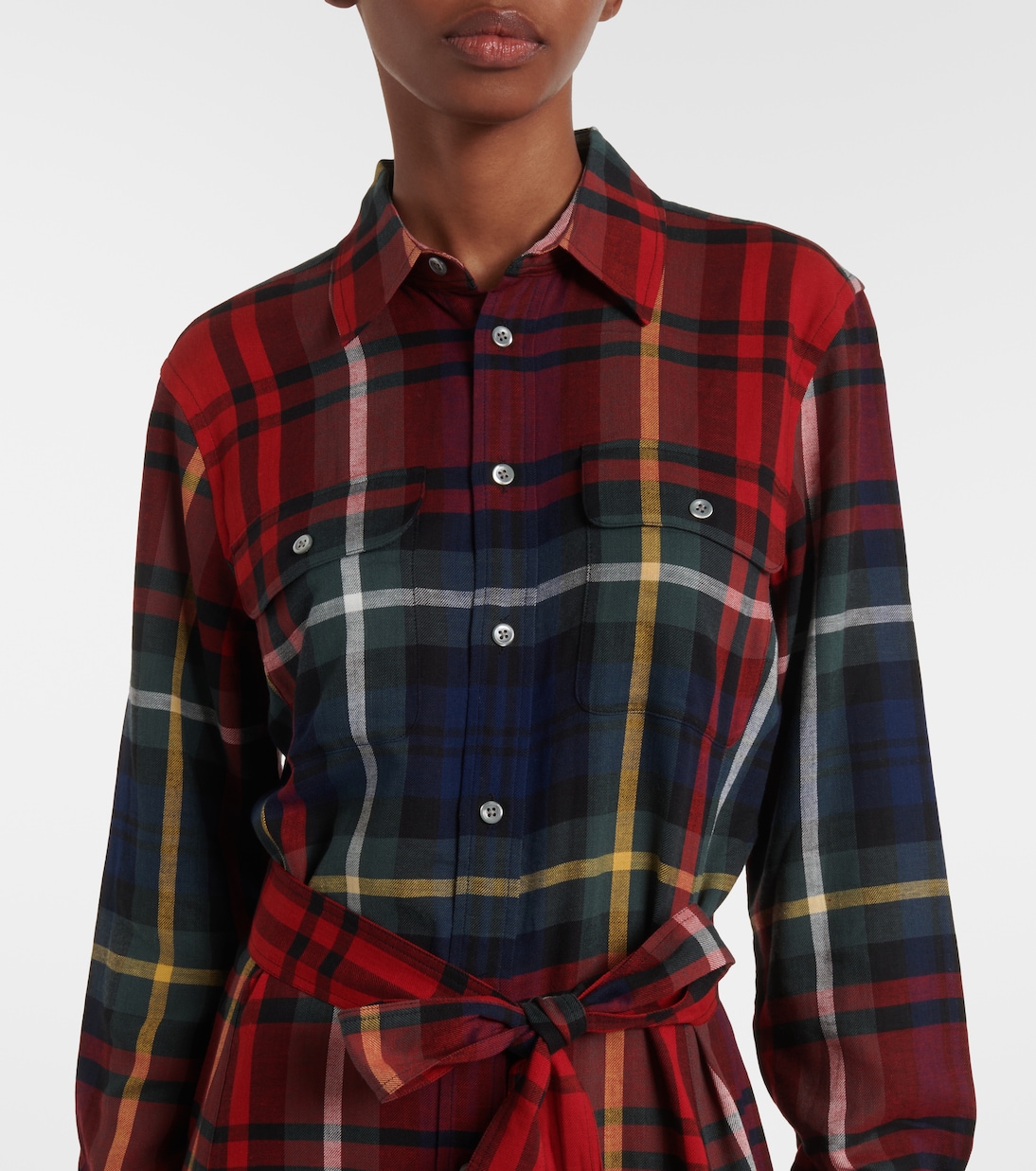 Checked cotton-blend shirt dress | Polo Ralph Lauren