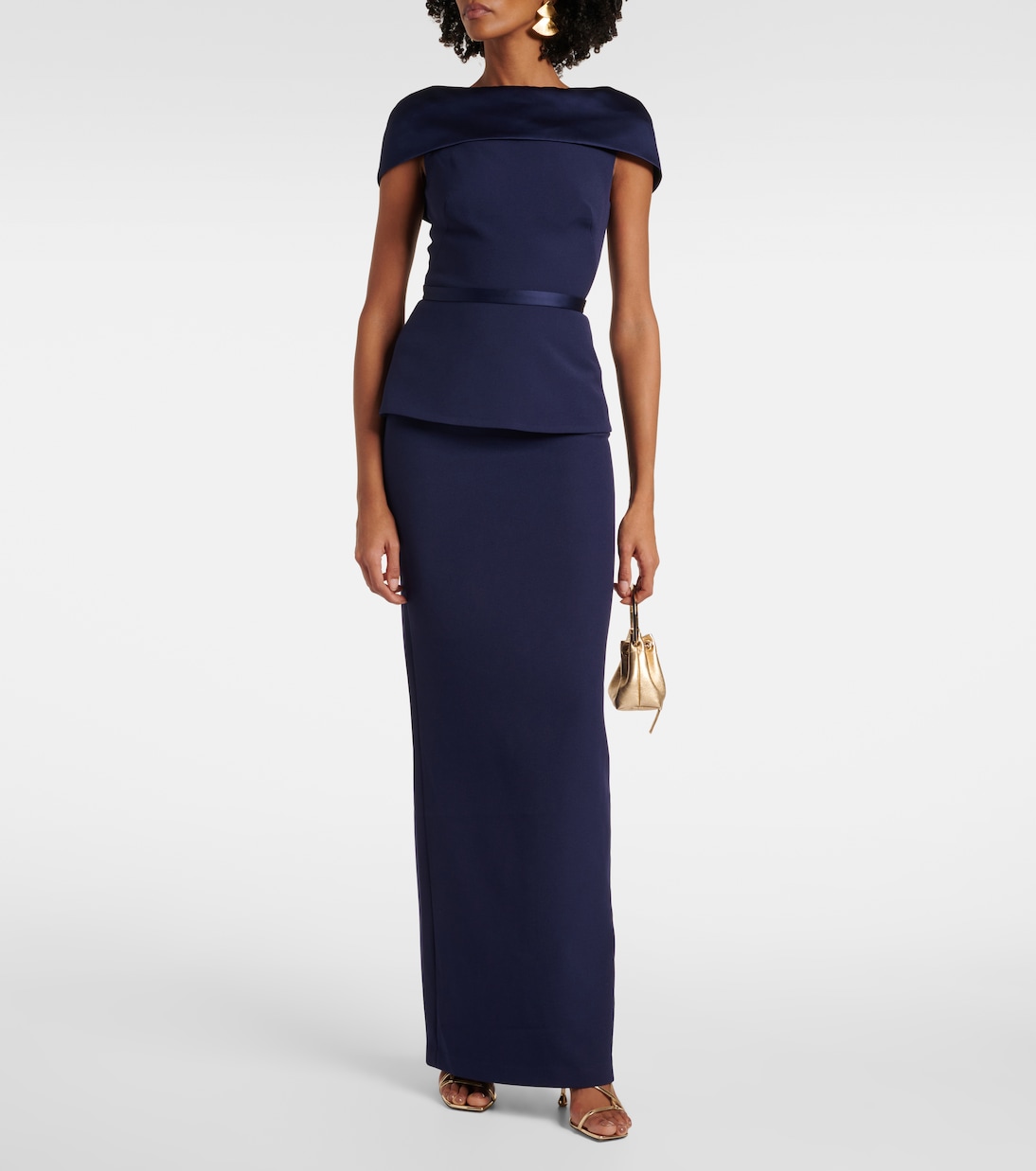Rella draped peplum heavy crêpe midi dress | Safiyaa