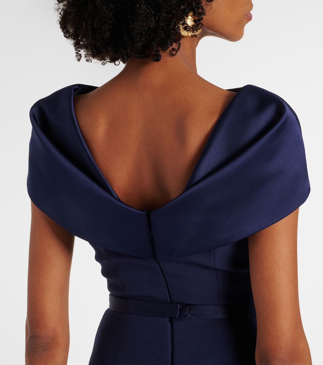 Rella draped peplum heavy crêpe midi dress | Safiyaa