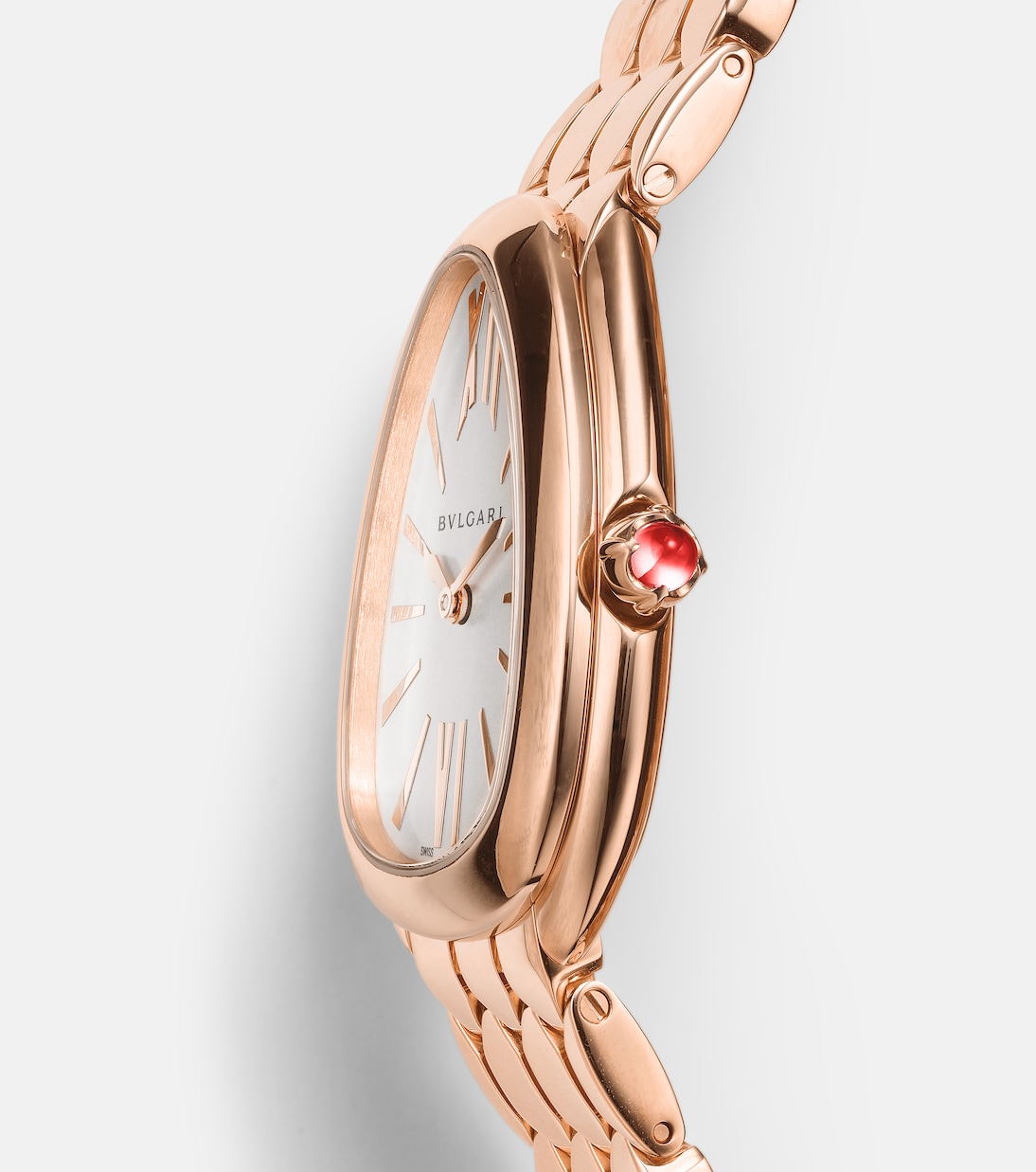 Serpenti Seduttori 33mm rose gold watch with rubellite and quartz  | Bvlgari