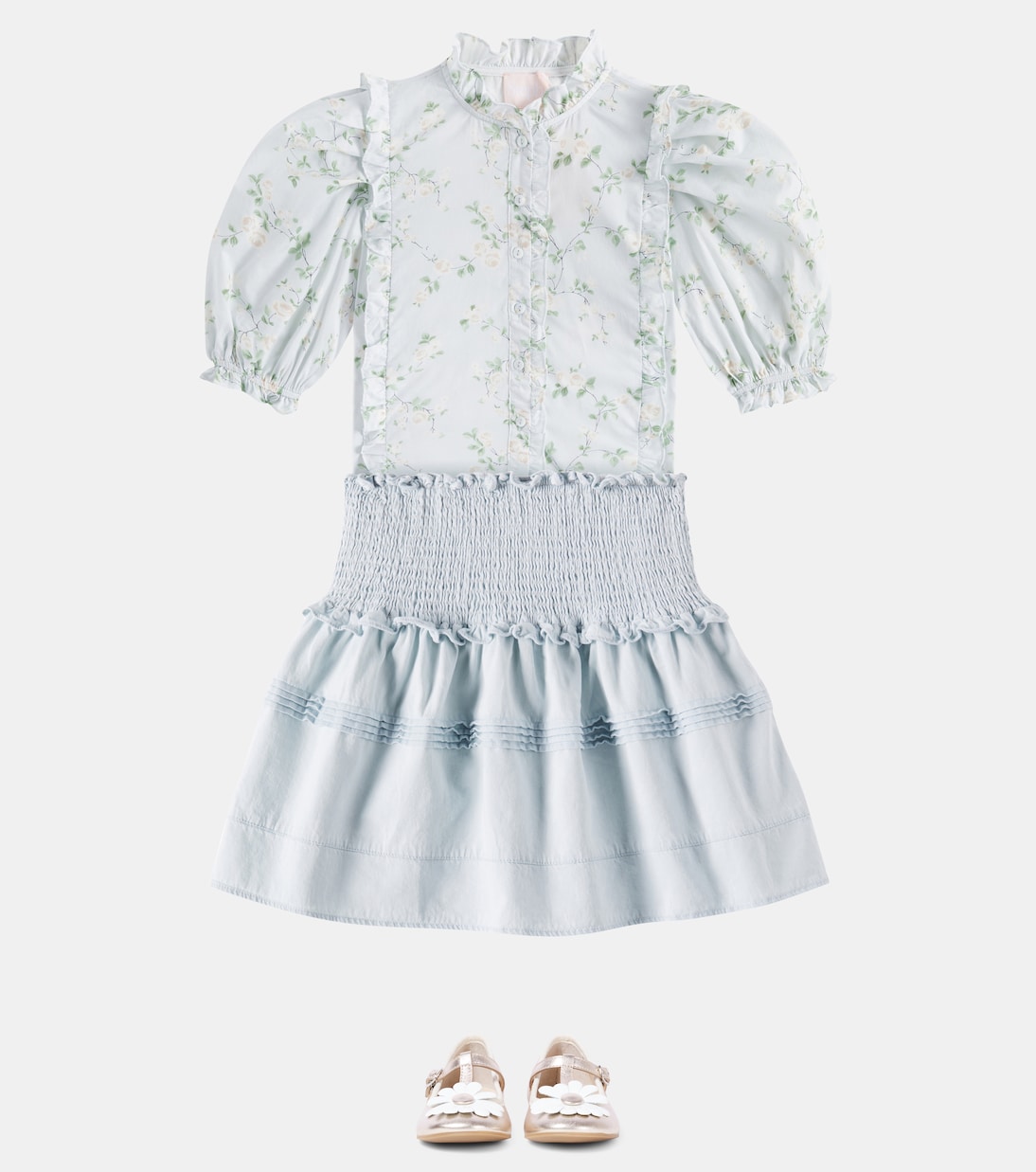 Shirred cotton chambray skirt | Petite Amalie  