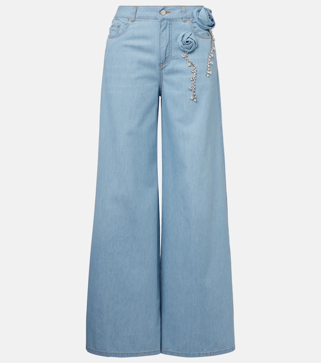 Wide-Leg Jeans mit Kristallen | Area