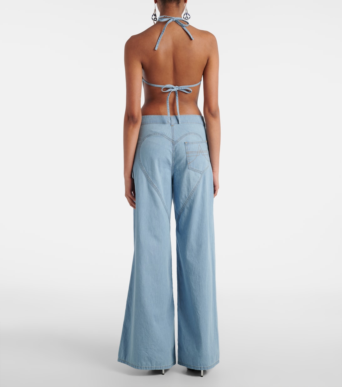 Wide-Leg Jeans mit Kristallen | Area