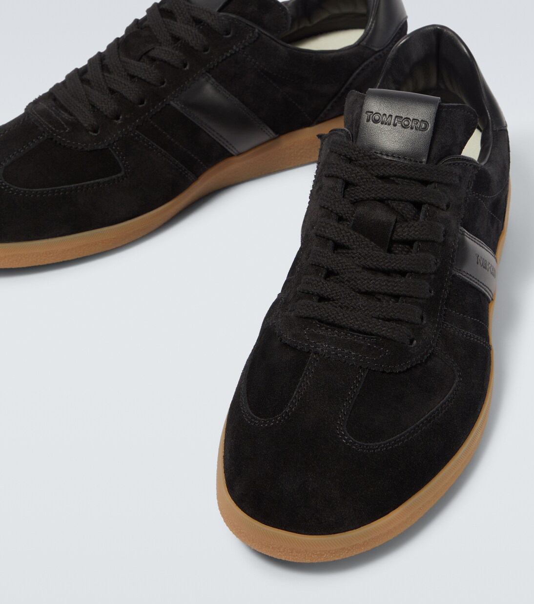Leather-trimmed suede sneakers | Tom Ford