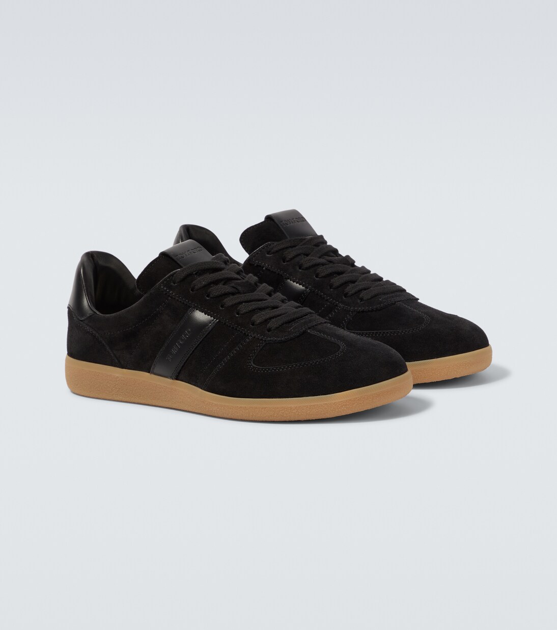 Leather-trimmed suede sneakers | Tom Ford