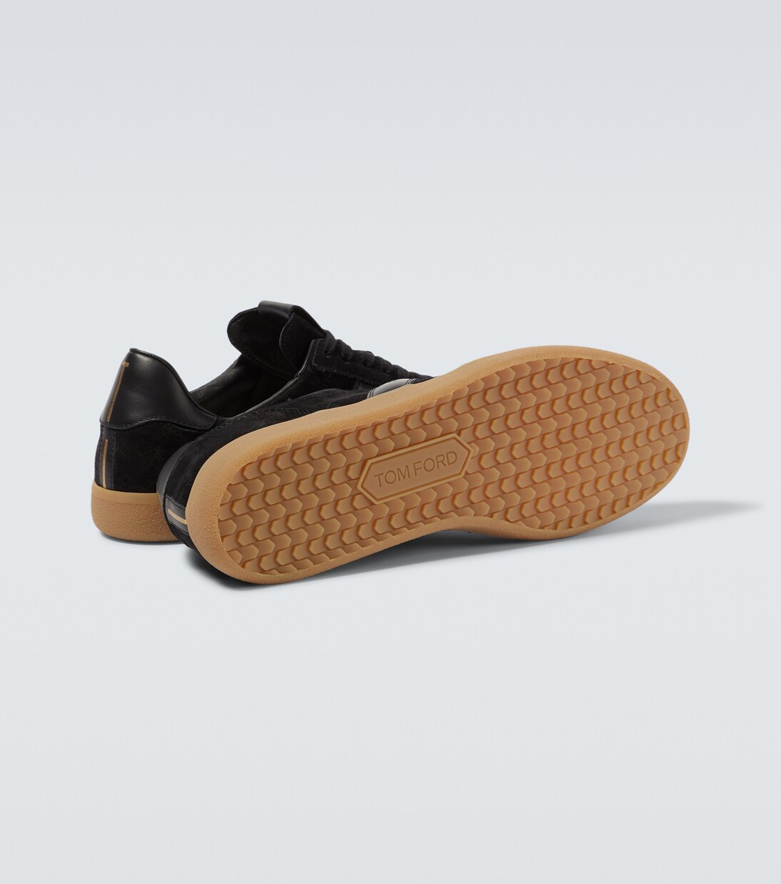 Leather-trimmed suede sneakers | Tom Ford