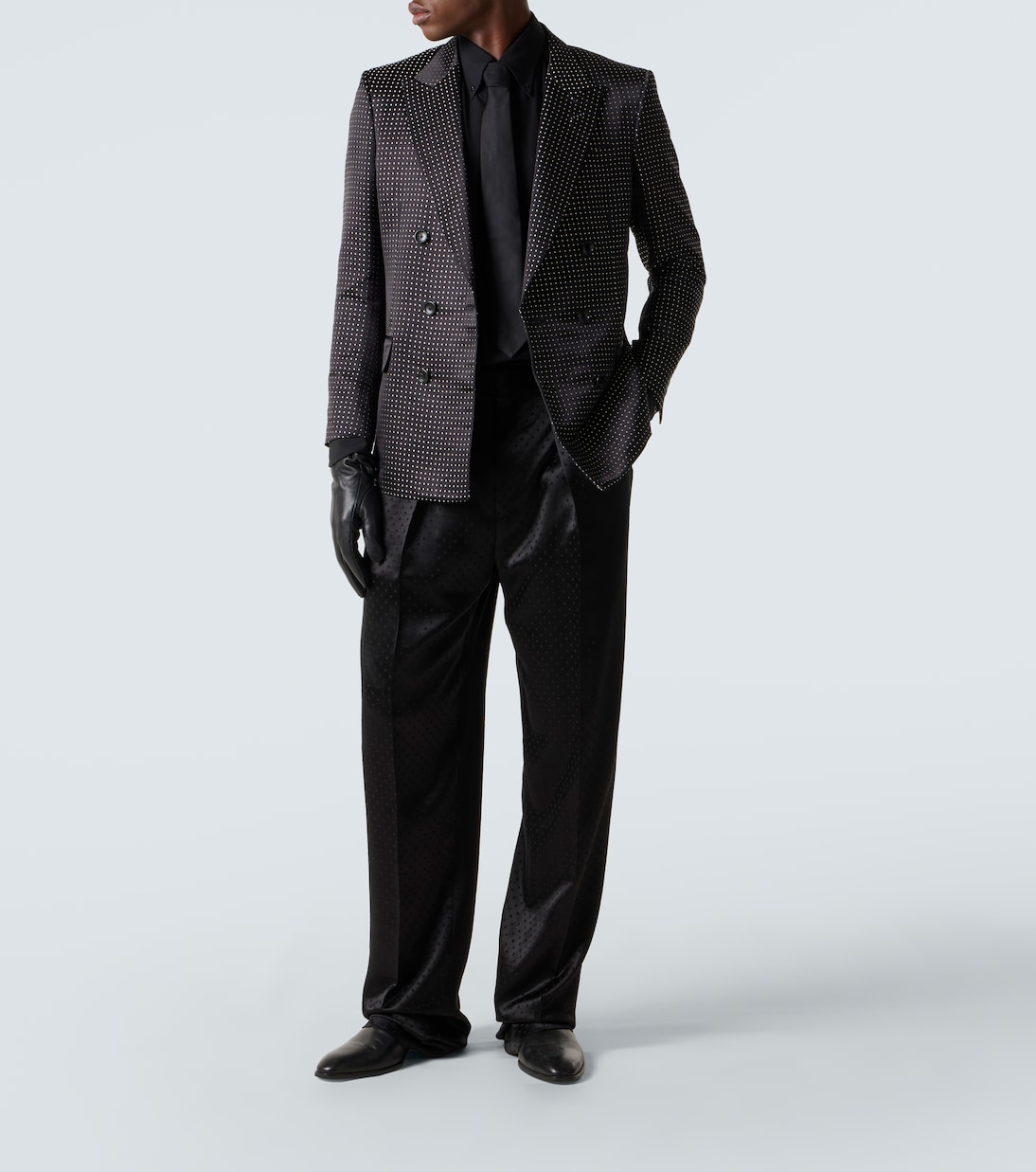 Jacquard polka-dot satin suit pants | Tom Ford