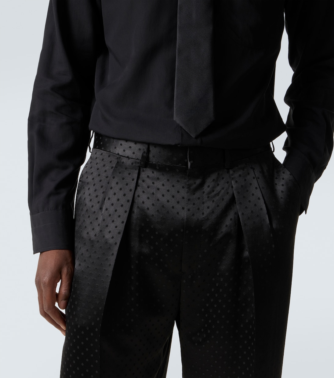 Jacquard polka-dot satin suit pants | Tom Ford