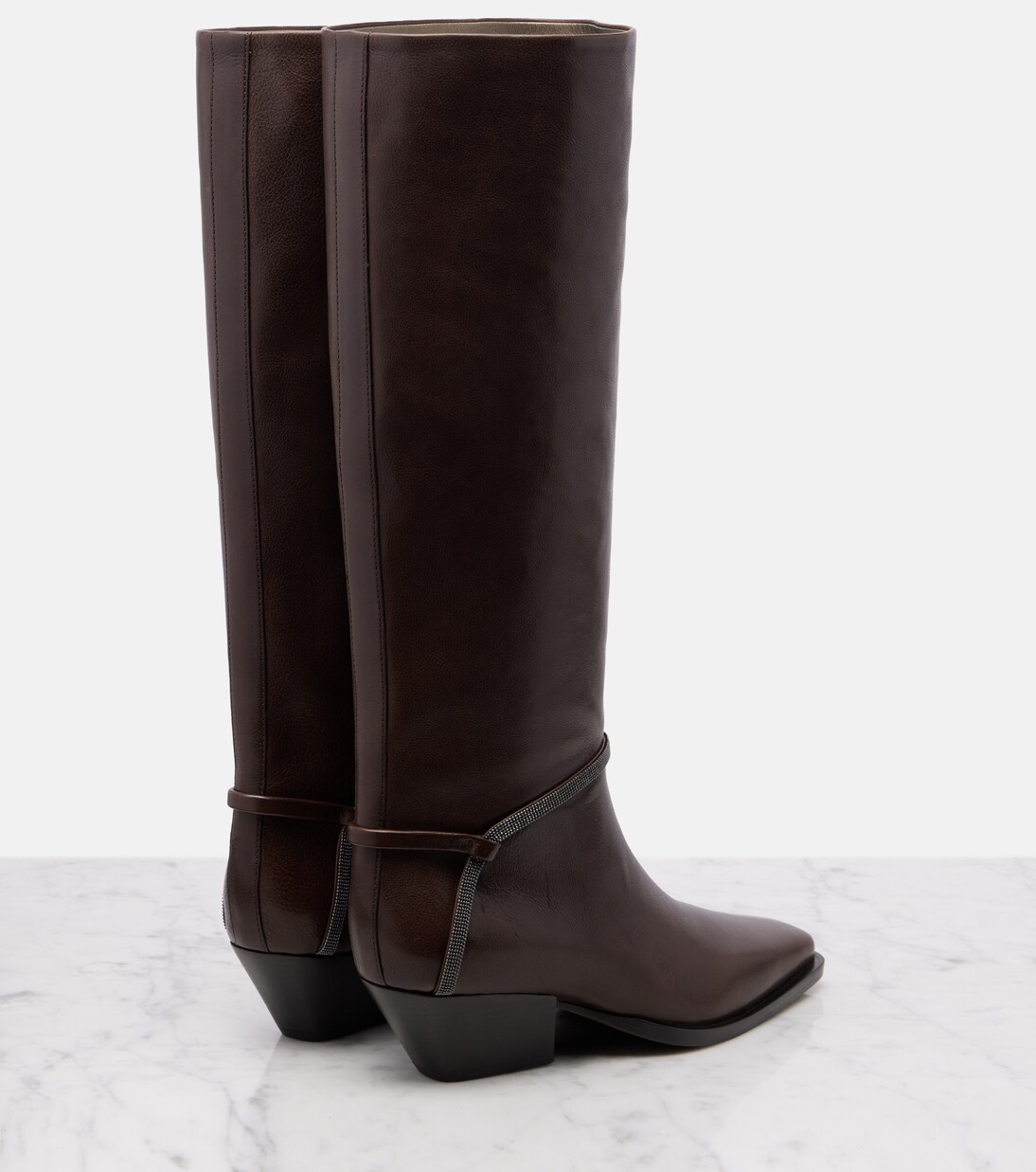 Monili leather knee-high boots | Brunello Cucinelli