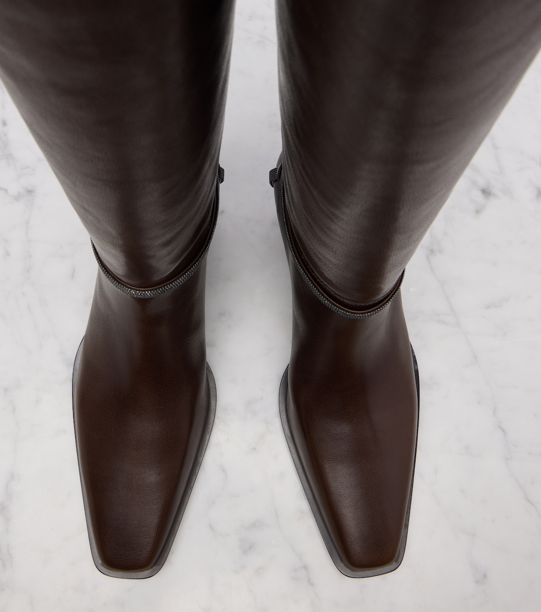 Monili leather knee-high boots | Brunello Cucinelli