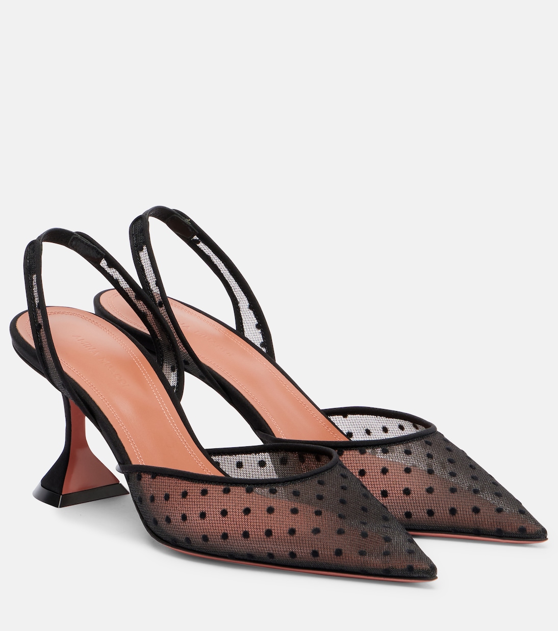 Holli 70 point d'esprit slingback pumps | Amina Muaddi