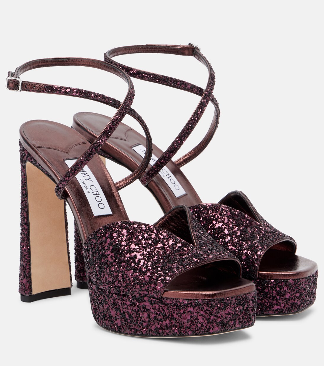 Karli 125 glitter platform sandals | Jimmy Choo